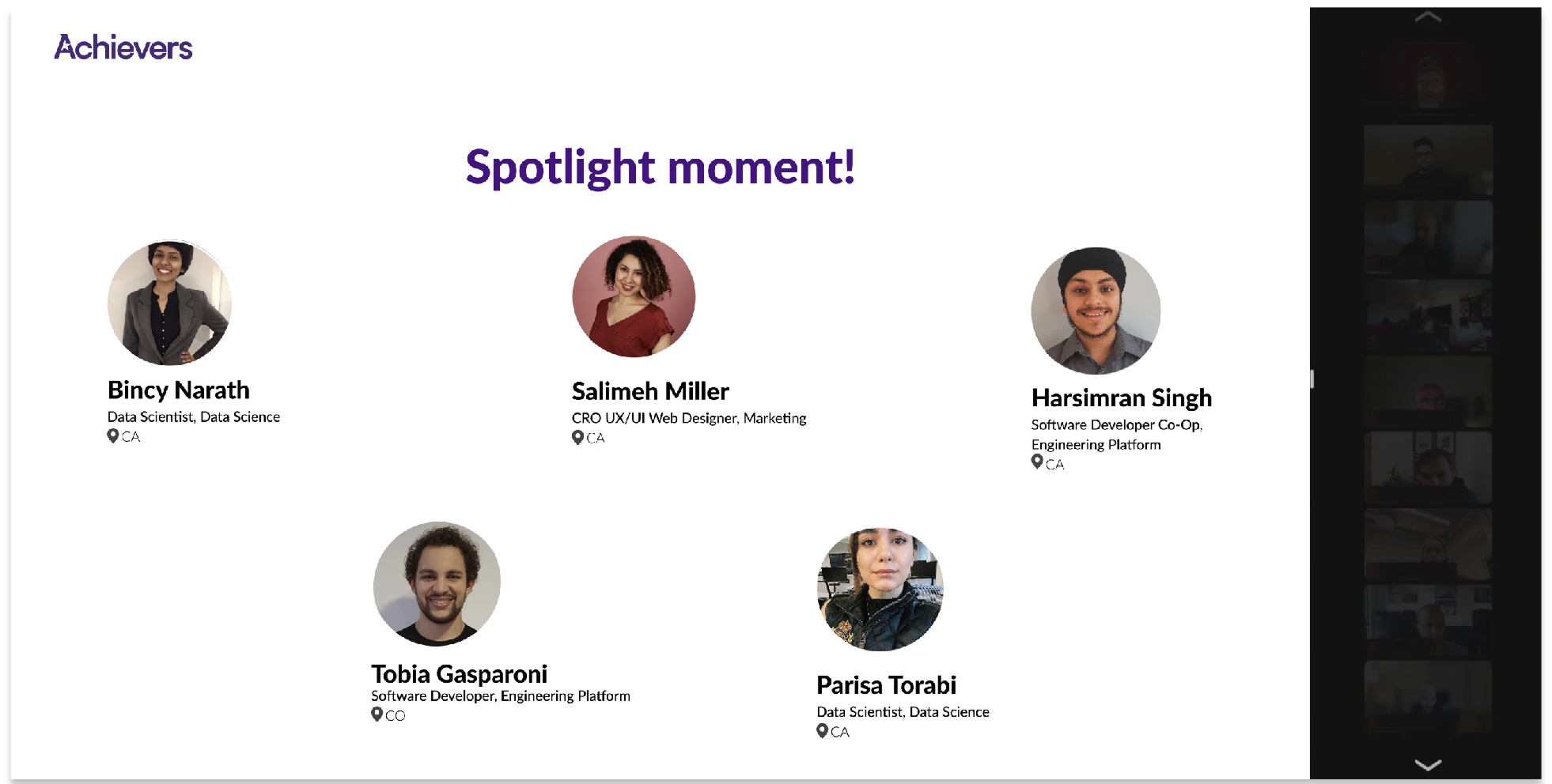 Team spotlight moment shout-out from leadership