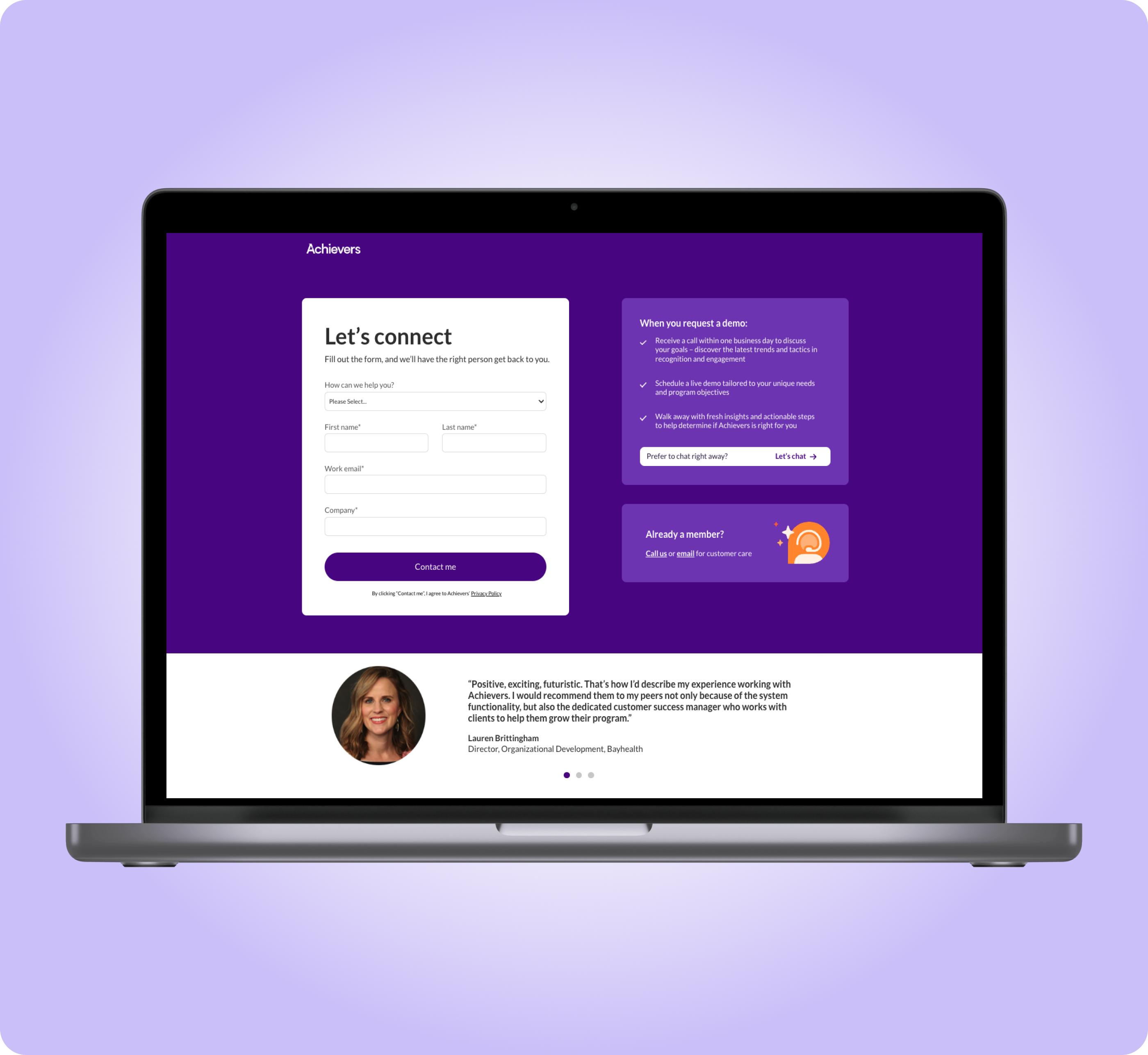 Optimizing the form landing page for user completion